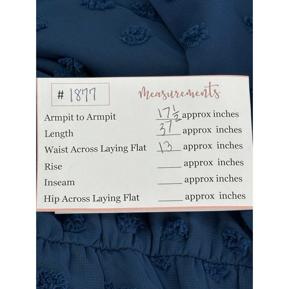 Kirundo Blue Long Sleeve V-neck Swiss Dot High Waist Chiffon Mini Dress Size M - Picture 10 of 10